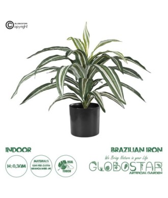 GloboStar® Artificial Garden BRAZILIAN IRON 20083 - Τεχνητό Διακοσμητικό Φυτό Αρωματική Δράκαινα Υ30cm